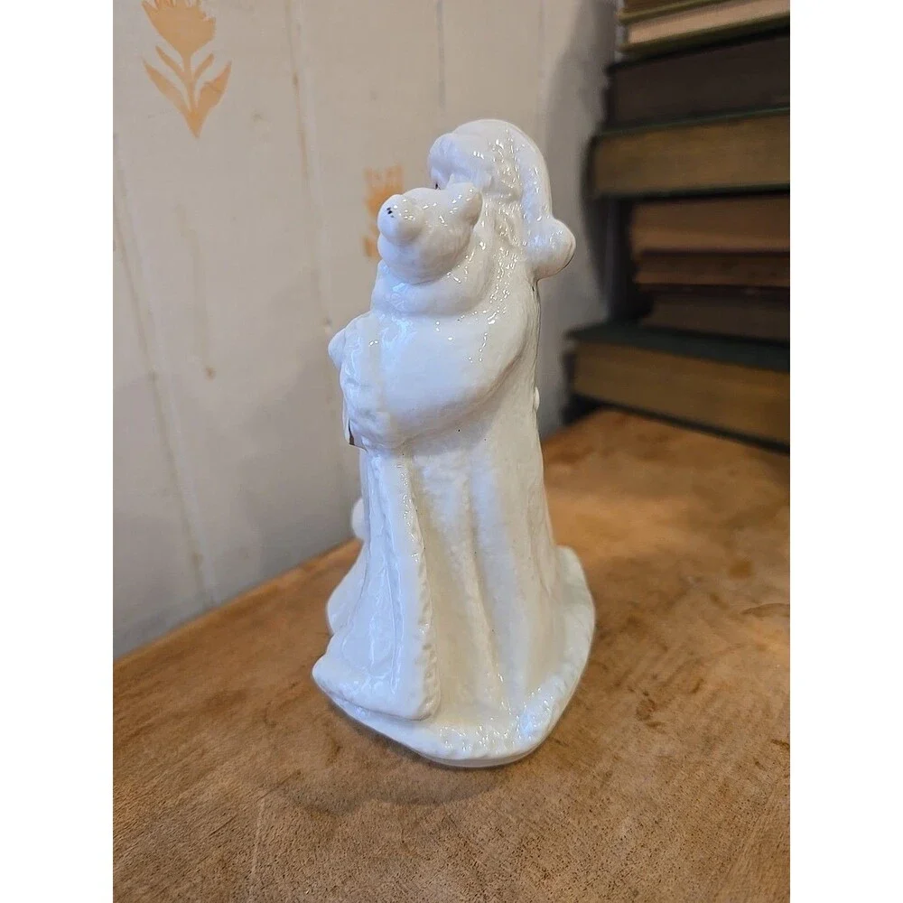 Vintage Porcelain Santa Claus K Collections Holding Tree And Teddy Bear